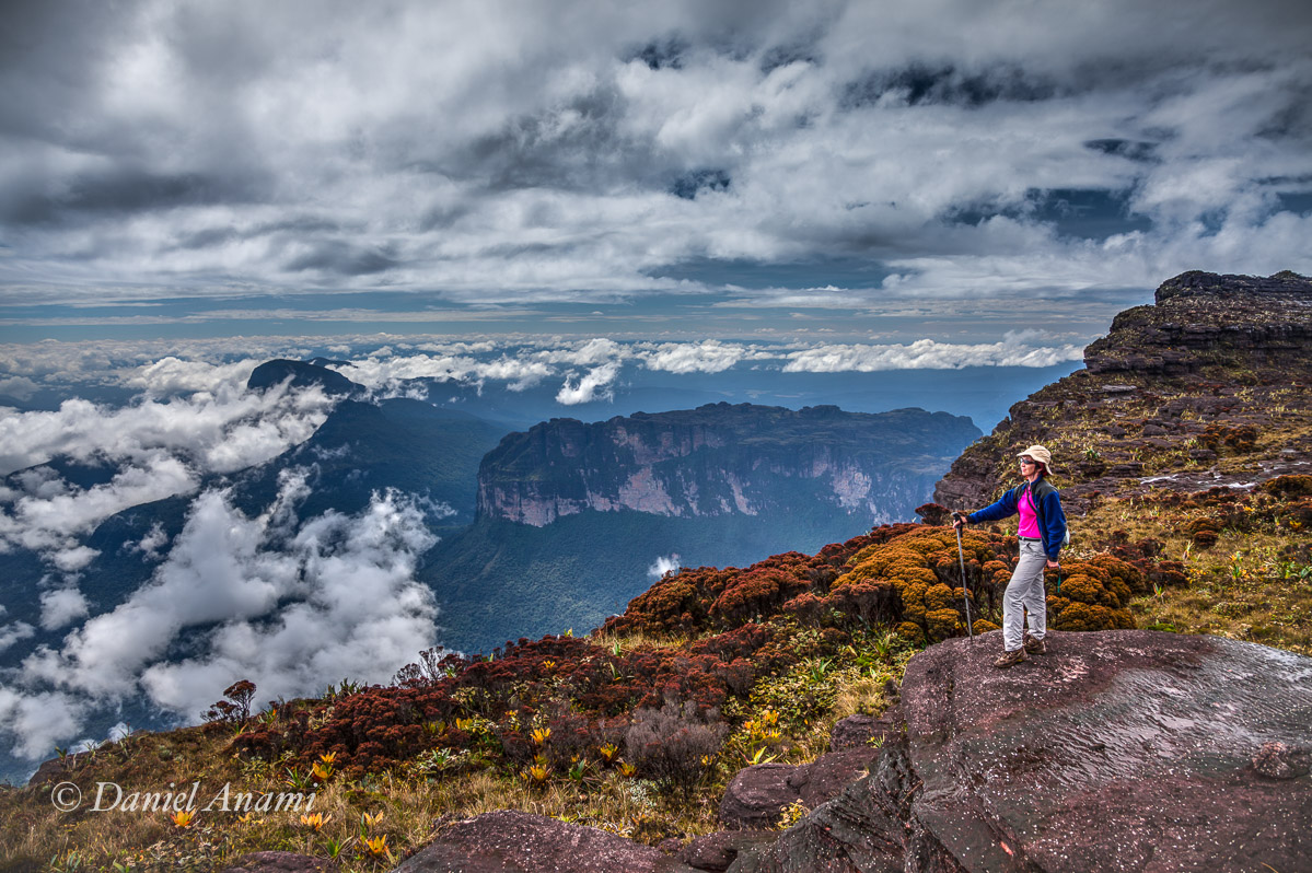 Na beirada do tepui. Rocha, vegetação e nuvens se mesclam. 17/03/2016. Foto Daniel Anami.